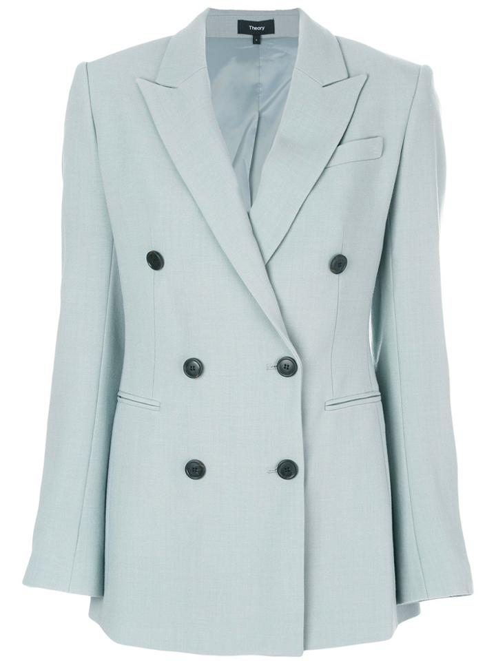 Theory Double Breasted Blazer - Blue