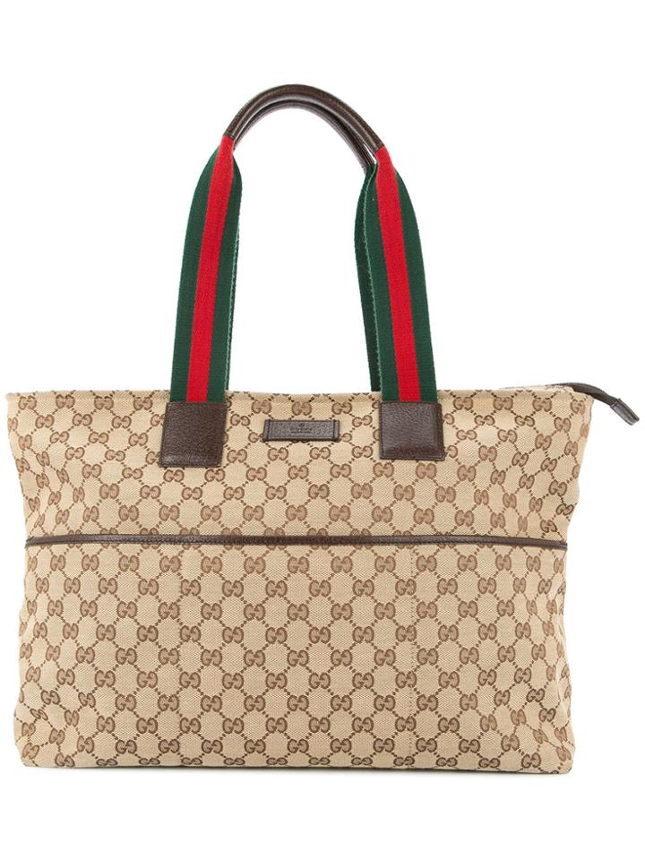 Gucci Vintage Shelly Line Tote Bag - Brown