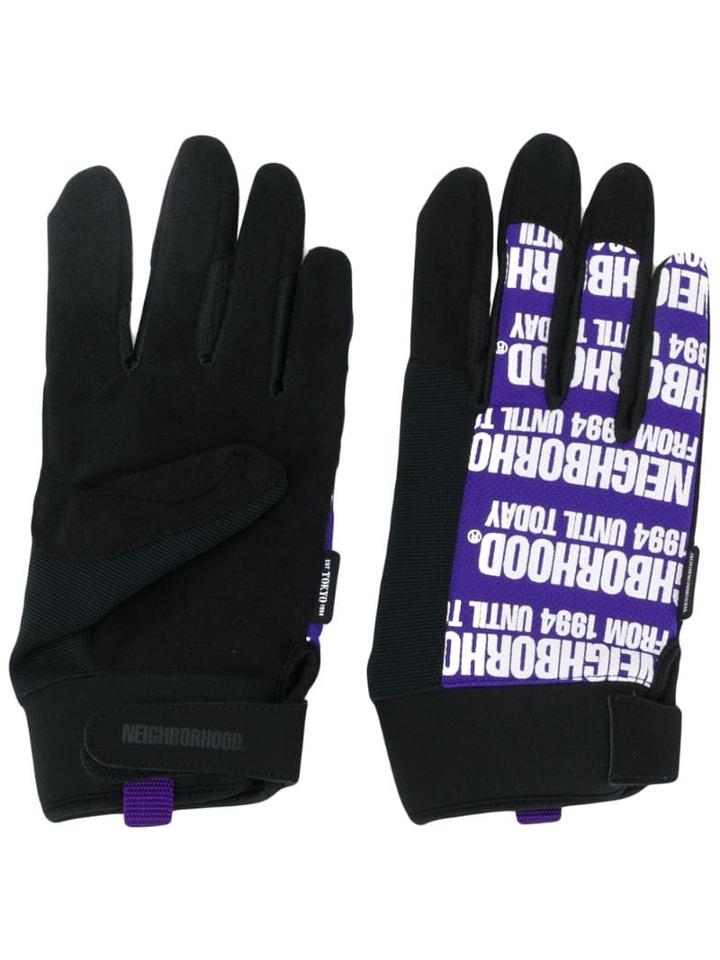Neighborhood Printed Logo Gloves - Black