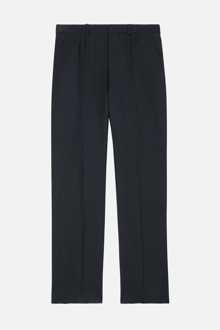 Ami Alexandre Mattiussi Double Pleat Wide Leg Trousers, Men's, Size: 40, Black, Virgin Wool