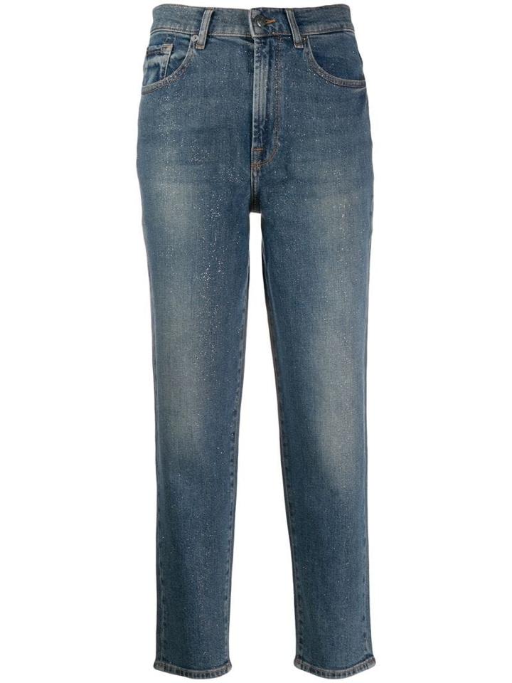7 For All Mankind Glitter Straight Jeans - Blue