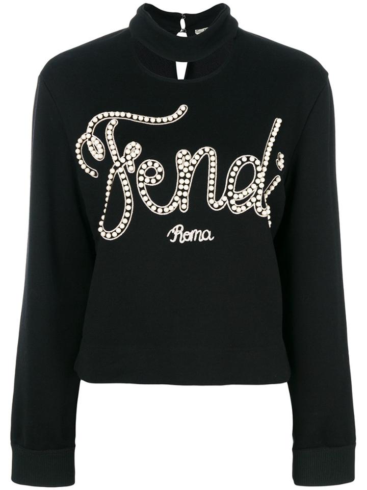 Fendi Logo Embroidered Sweatshirt - Black