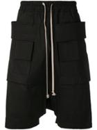 Rick Owens Drkshdw Drop-crotch Cargo Shorts - Black