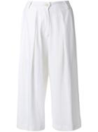 Isabel Benenato Wide Leg Cropped Trousers - White