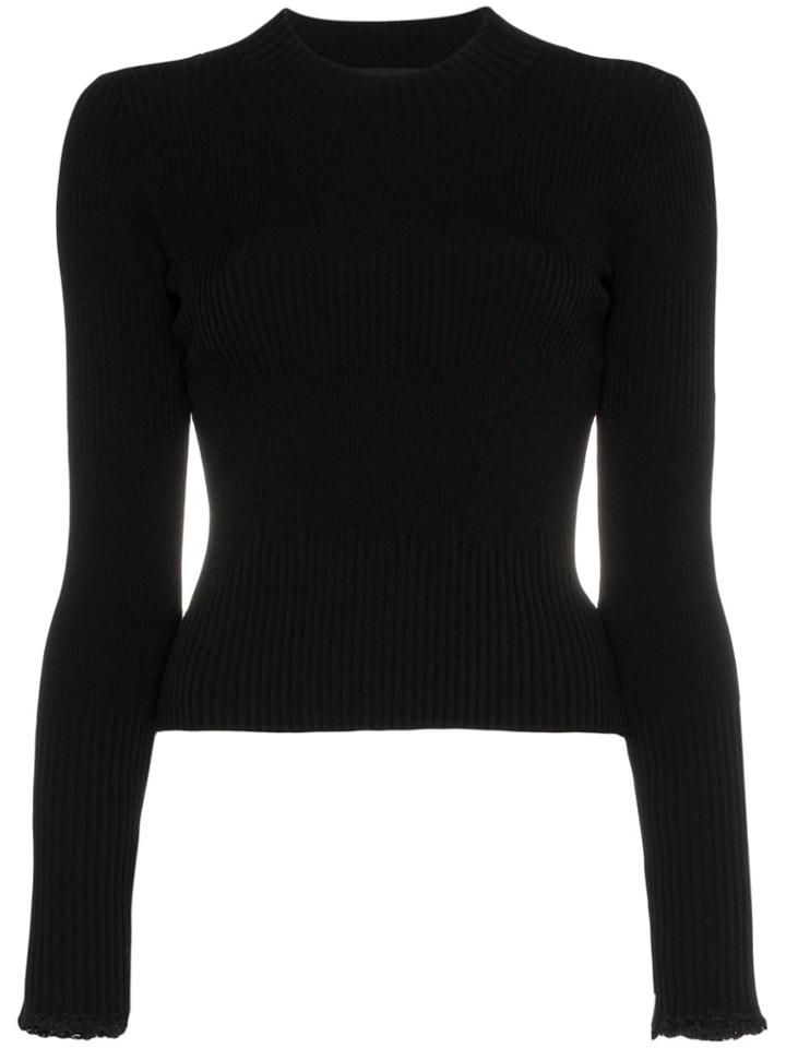 Proenza Schouler Black Long Sleeve Ribbed Sweater