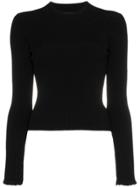 Proenza Schouler Black Long Sleeve Ribbed Sweater