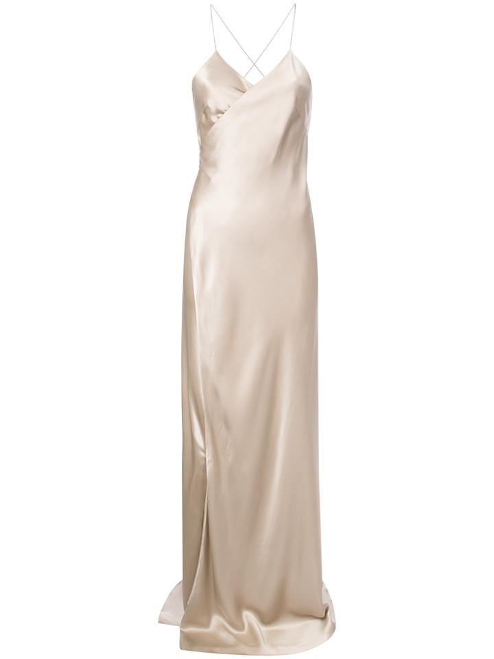 Michelle Mason Strappy Wrap Gown - Nude & Neutrals