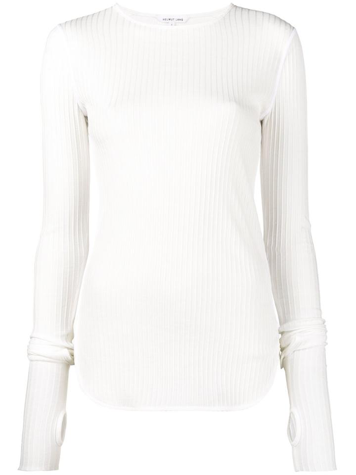Helmut Lang - Ribbed Long Sleeve Top - Women - Cotton - S, White, Cotton