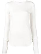 Helmut Lang - Ribbed Long Sleeve Top - Women - Cotton - S, White, Cotton