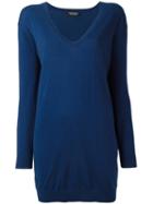 Twin-set V-neck Loose-fit Jumper, Women's, Size: Xxl, Blue, Cotton/cashmere