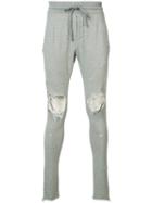 Amiri - Distressed Track Pants - Men - Cotton - Xs, Grey, Cotton