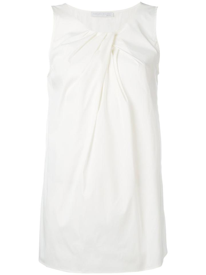 Fabiana Filippi - Crumpled Trim Top - Women - Cotton/polyamide/spandex/elastane - 44, White, Cotton/polyamide/spandex/elastane
