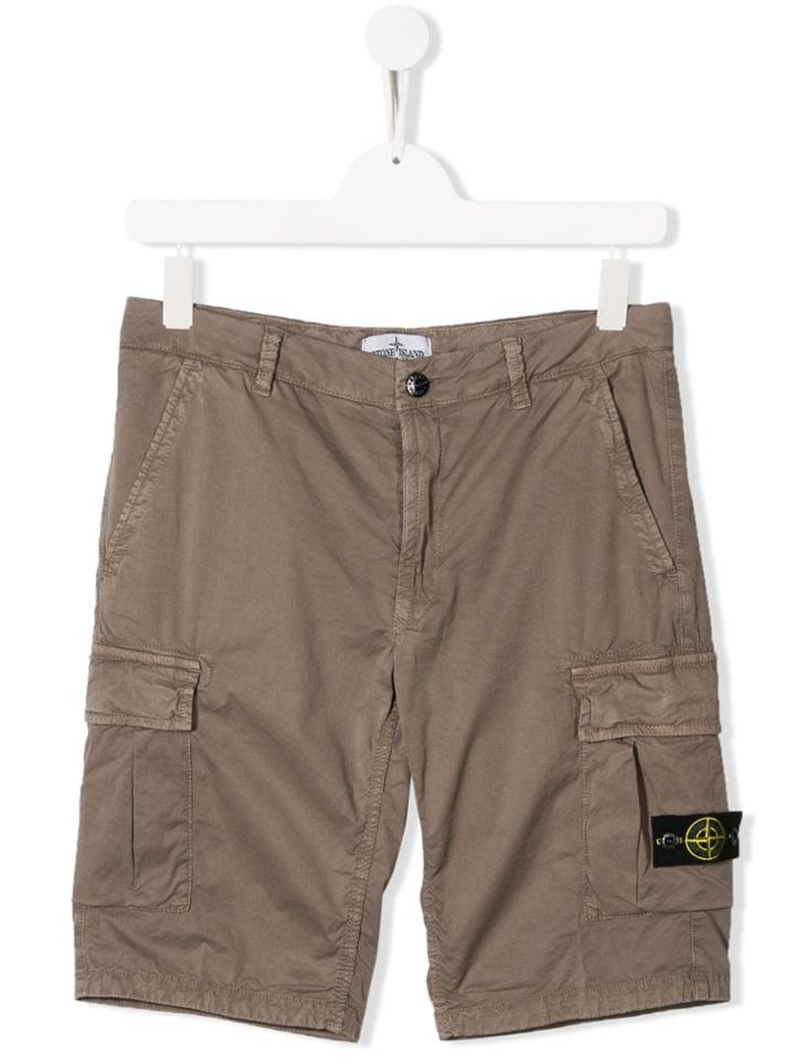 Stone Island Junior Logo Cargo Shorts - Neutrals