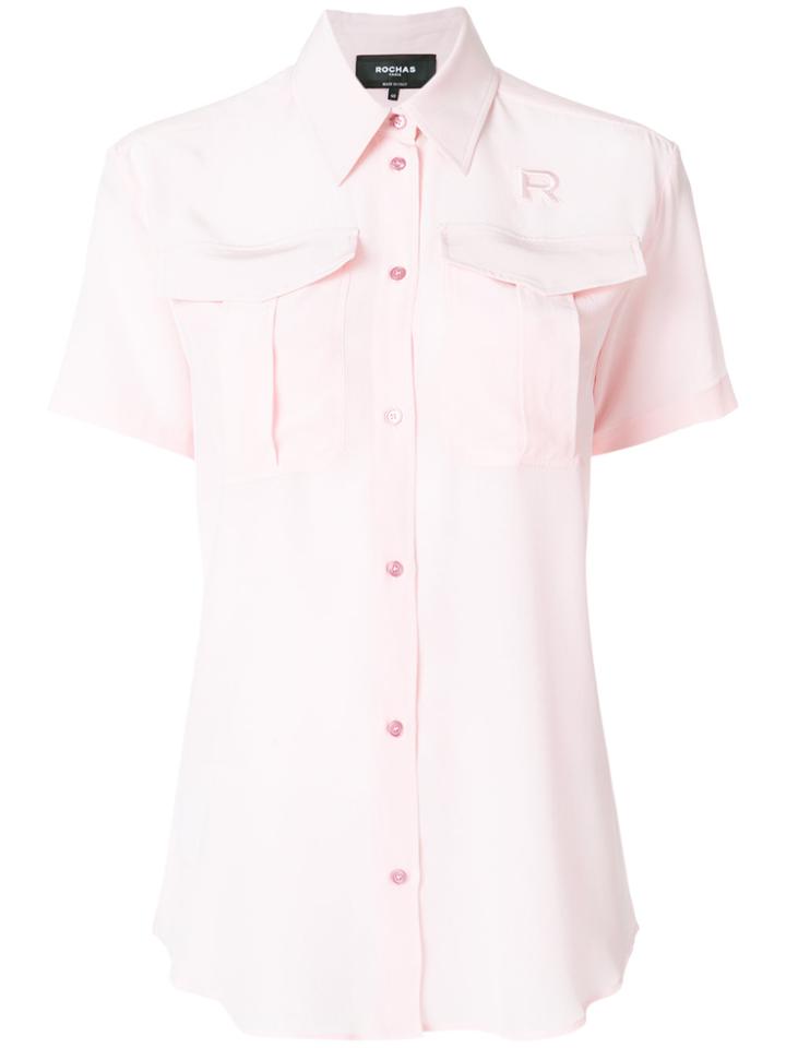 Rochas Logo Embroidered Blouse - Pink & Purple