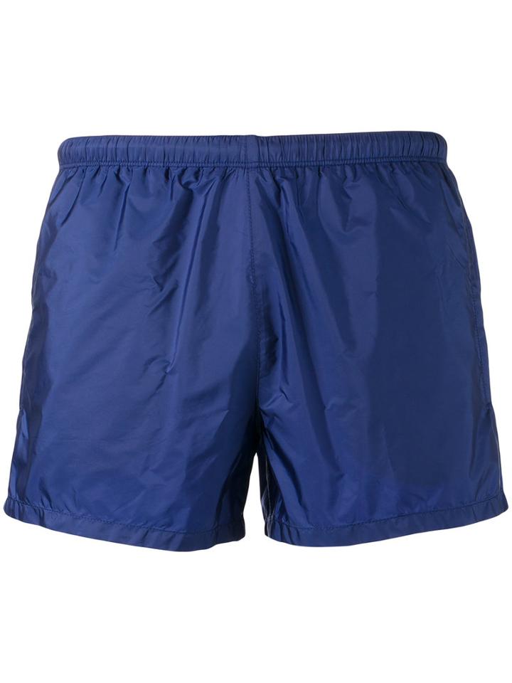 Prada Elasticated Waistband Swim Shorts, Men's, Size: 46, Blue, Nylon/polyester
