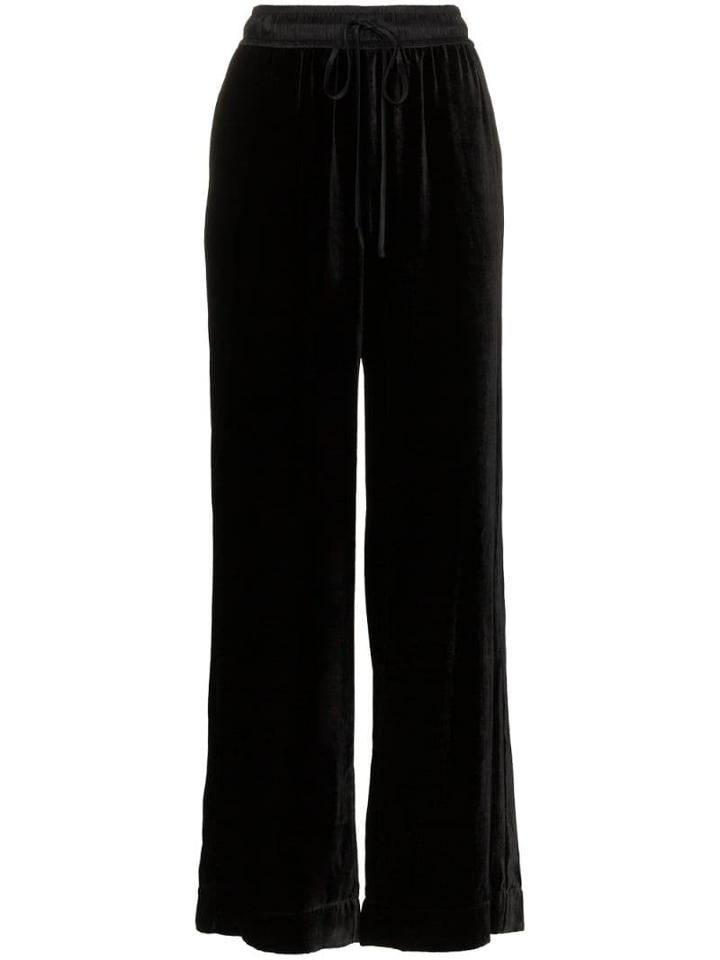 Frame Drawstring Waist Velvet Track Pants - Black