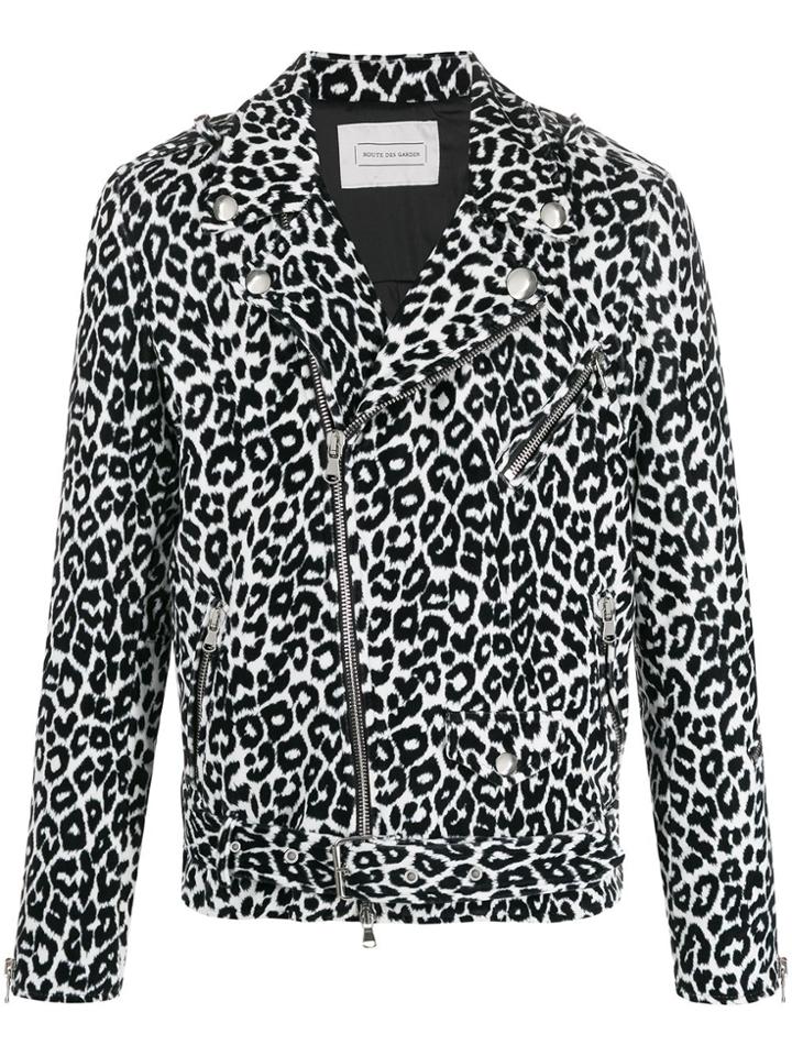Route Des Garden Leopard Off-center Zip Jacket - Black