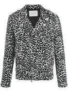 Route Des Garden Leopard Off-center Zip Jacket - Black