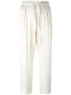 Raquel Allegra Liquid Satin Drawstring Cropped Trousers, Women's, Size: 1, Nude/neutrals, Cotton/viscose
