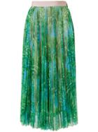 Msgm Palm Print Pleated Skirt - Green