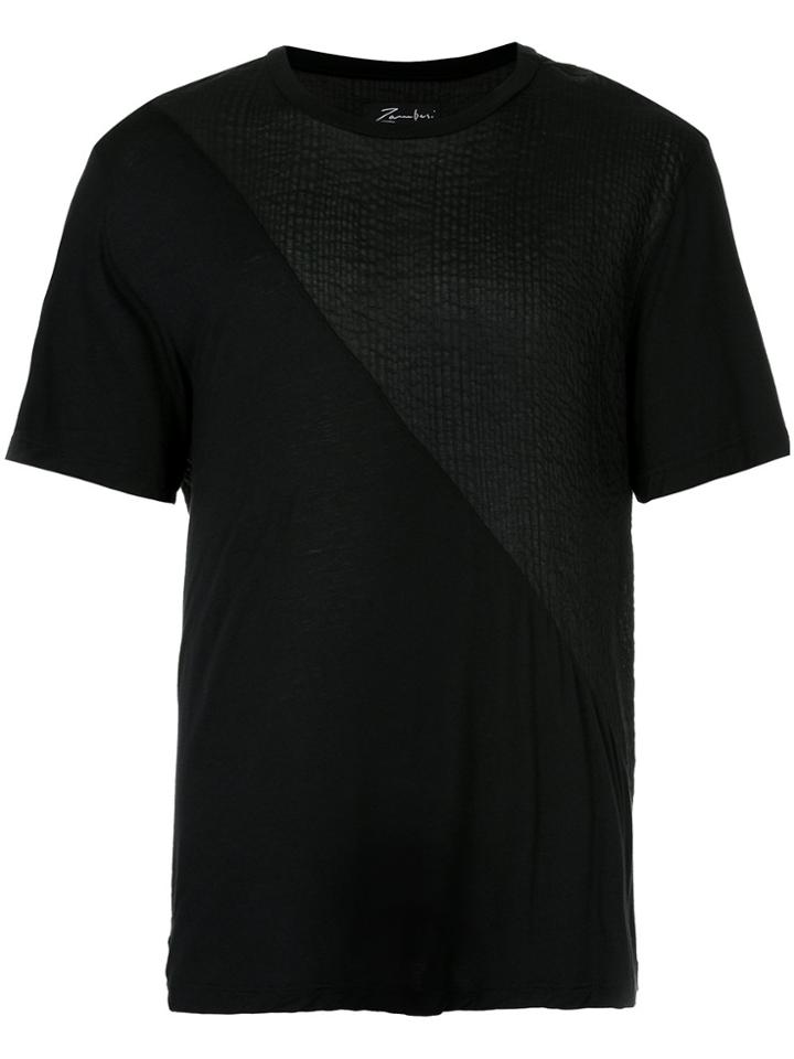 Zambesi Diagonal Panel Textured T-shirt - Black