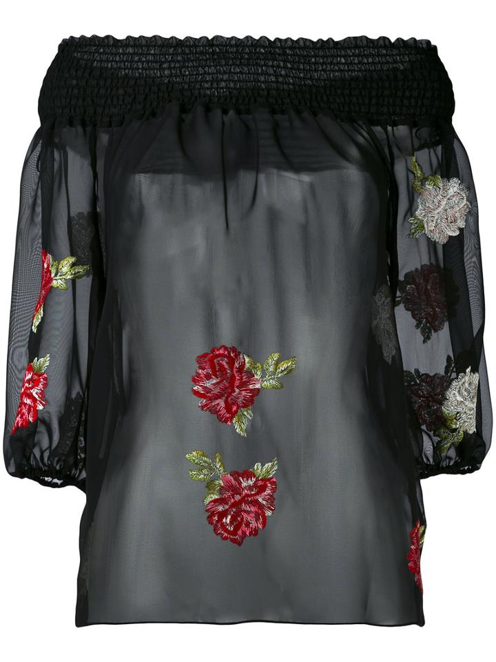 Blugirl - Embroidered Floral Blouse - Women - Polyester/viscose - 42, Black, Polyester/viscose