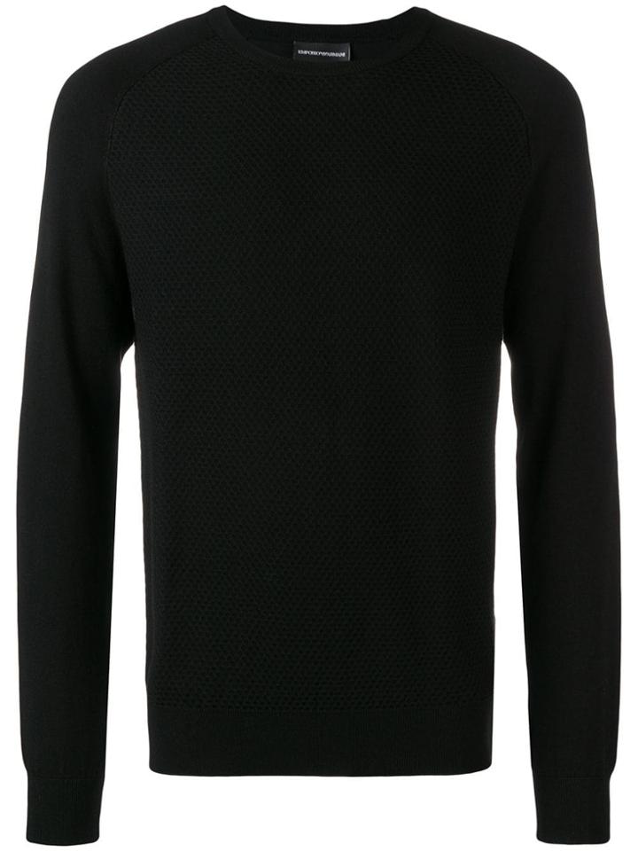 Emporio Armani Contrast Knit Sweater - Black