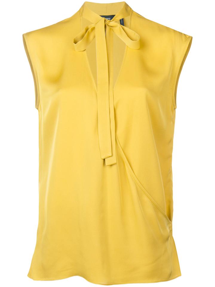 Theory Bow Tie V-neck Blouse - Yellow & Orange