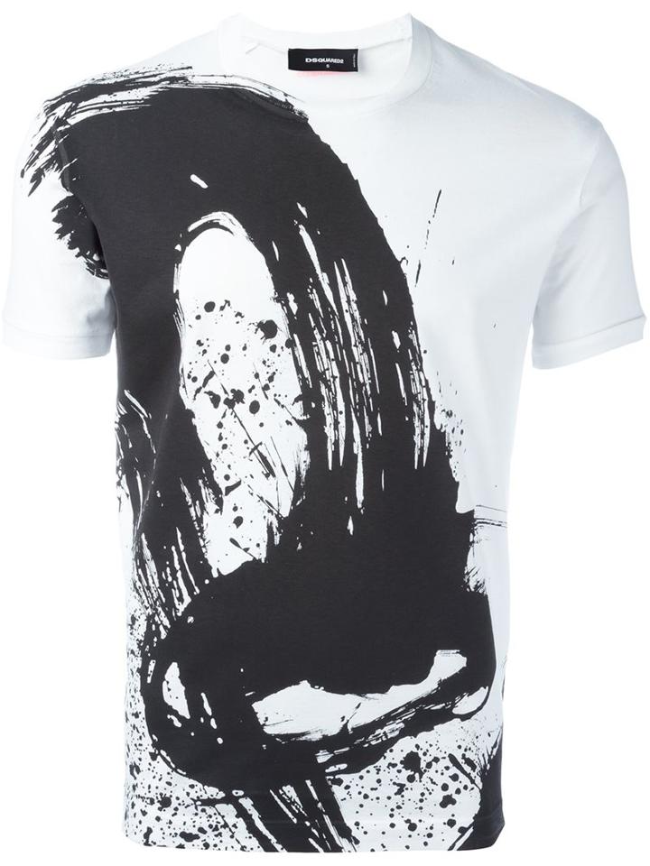 Dsquared2 Paint Smudge T-shirt, Men's, Size: Small, White, Cotton