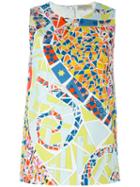 Emilio Pucci Stained Glass Print Tank Top, Women's, Size: 44, Cotton/silk/spandex/elastane