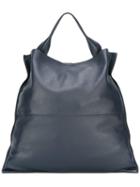 Jil Sander Square Single Handle Tote, Women's, Blue, Leather
