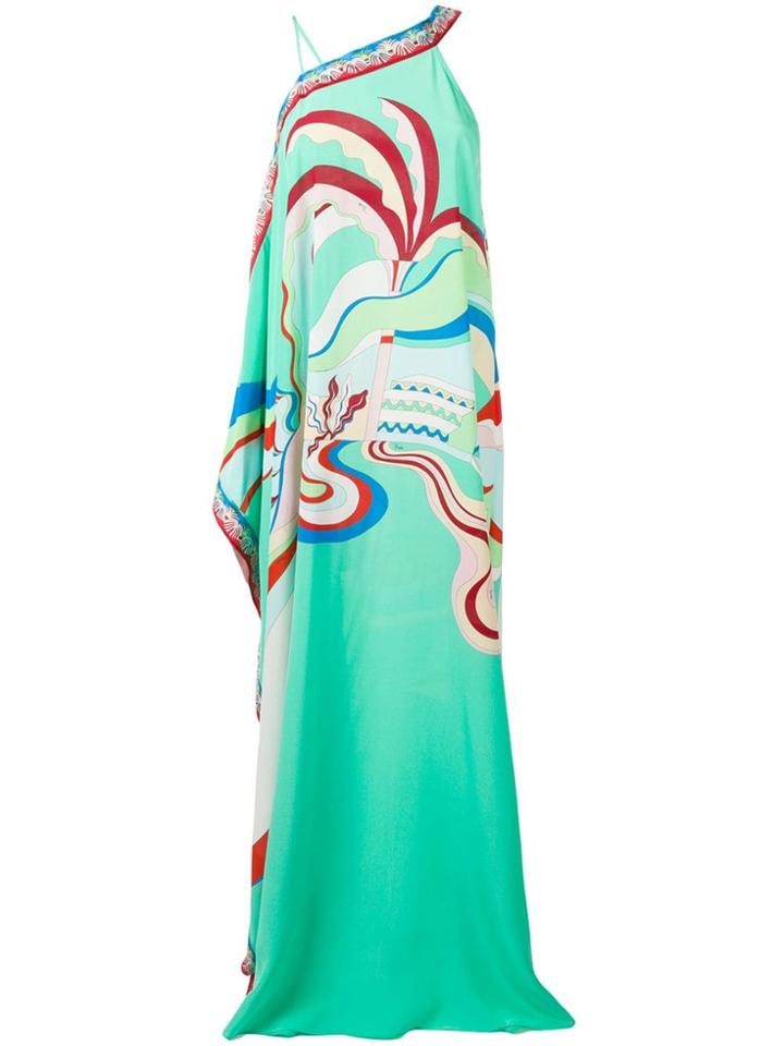 Emilio Pucci La Villa Print One Shoulder Dress - Green