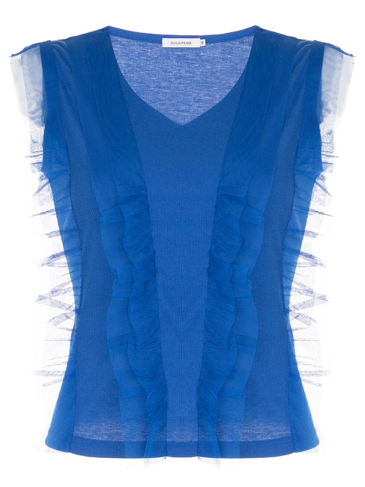 Guild Prime Frill-trim Sleeveless Top - Blue