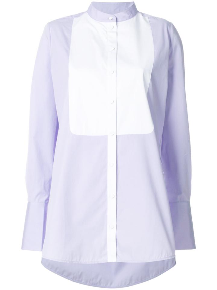 Victoria Victoria Beckham Contrast Bib Poplin Shirt - Blue