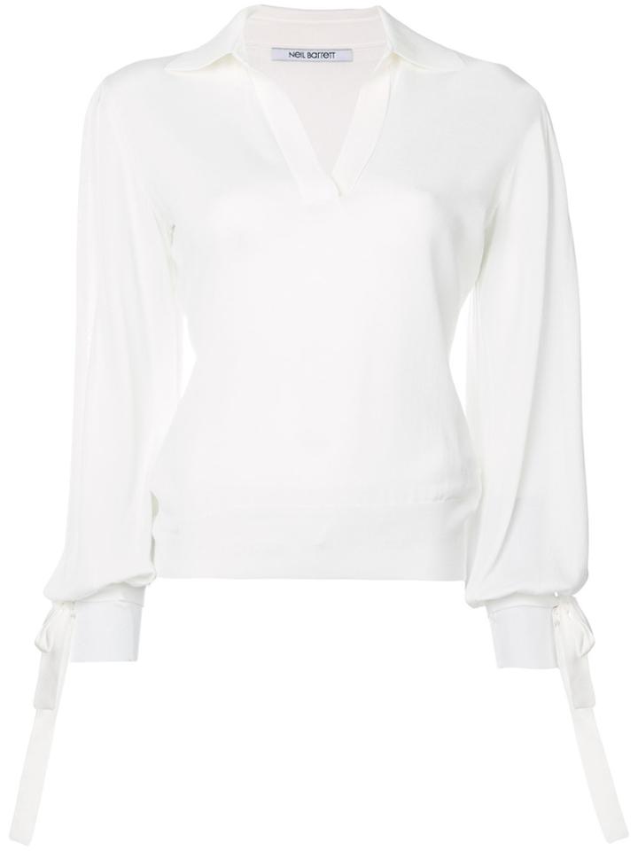 Neil Barrett Tie Detail Knitted Top - White