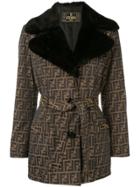 Fendi Vintage Faux Fur Collar Jacket - Brown