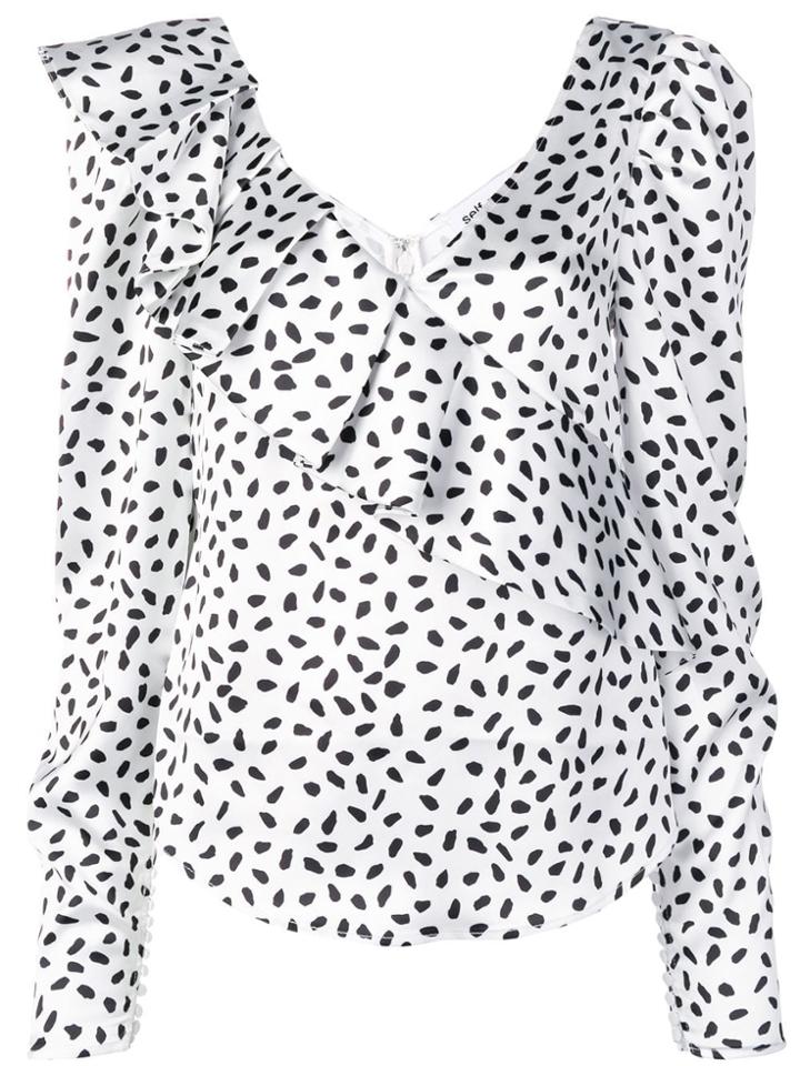 Self-portrait Polka Dots Blouse - White
