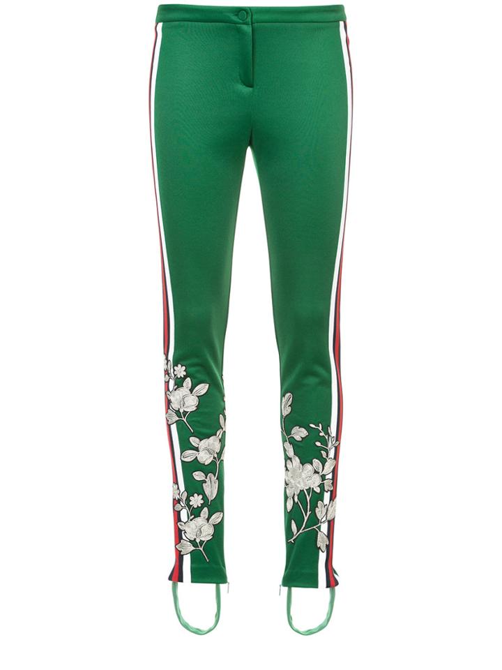 Gucci Embroidered Stirrup Leggings - Green