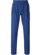 Al Duca D'aosta 1902 Pleated Trousers, Men's, Size: 50, Blue, Cotton/spandex/elastane