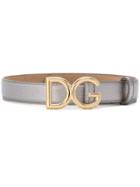 Dolce & Gabbana Leather Dg Belt - Silver