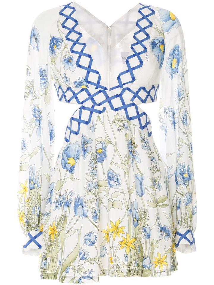 Alice Mccall Floral Print Cut Out Dress - White