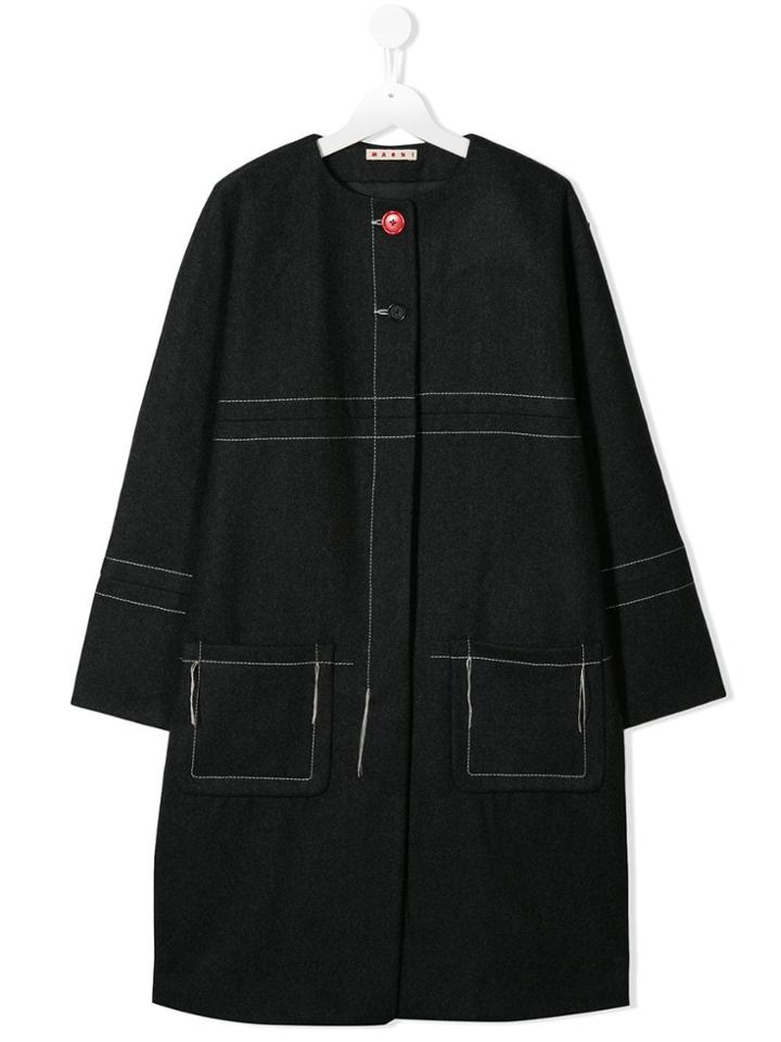 Marni Kids Stitch Detail Coat - Grey