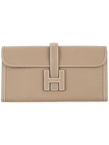 Hermès Pre-owned Jige Elan H Logos Clutch Hand Bag - Brown