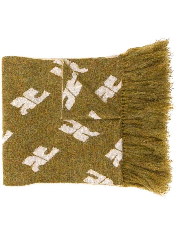 Courrèges Monogram Print Oversized Scarf - Green