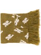 Courrèges Monogram Print Oversized Scarf - Green