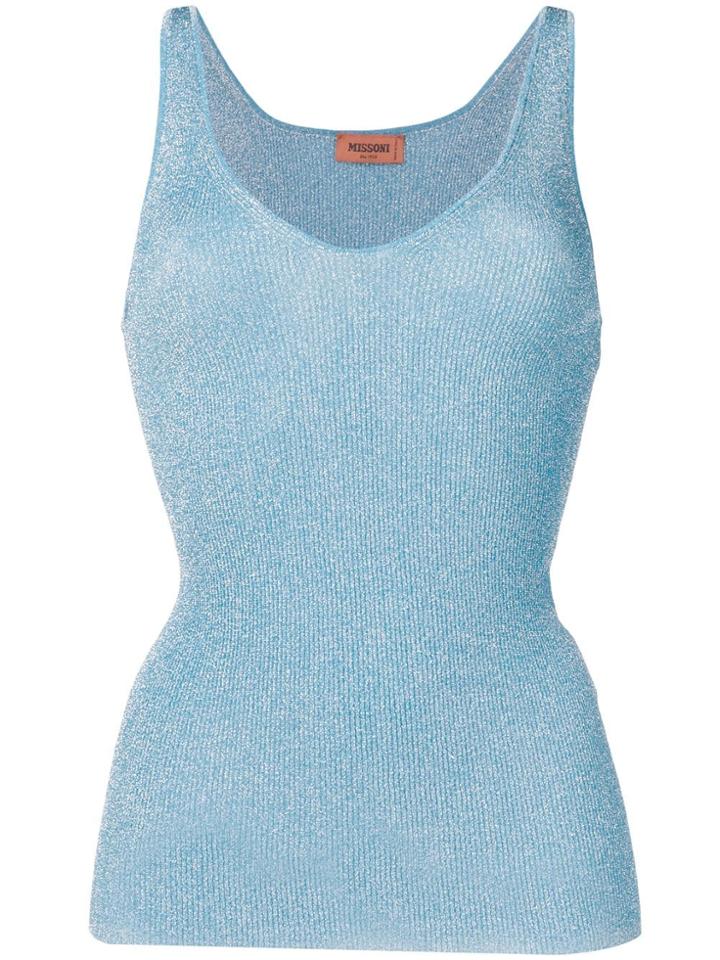 Missoni Sparkly Knit V-neck Vest - Blue