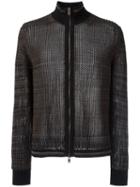 Maison Margiela Sheer Knitted Zipped Cardigan, Men's, Size: Xl, Black, Cotton/polyester