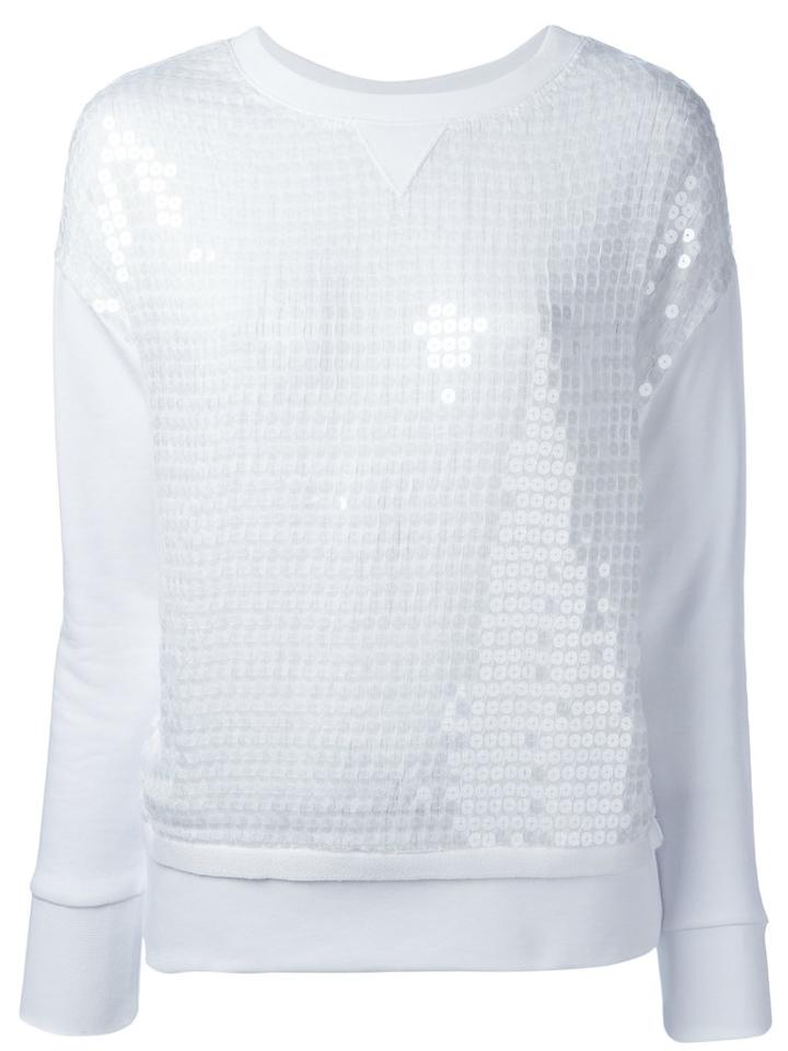 Dondup Sequined Sweatshirt, Women's, Size: Small, White, Cotton/polyamide/spandex/elastane/polyester