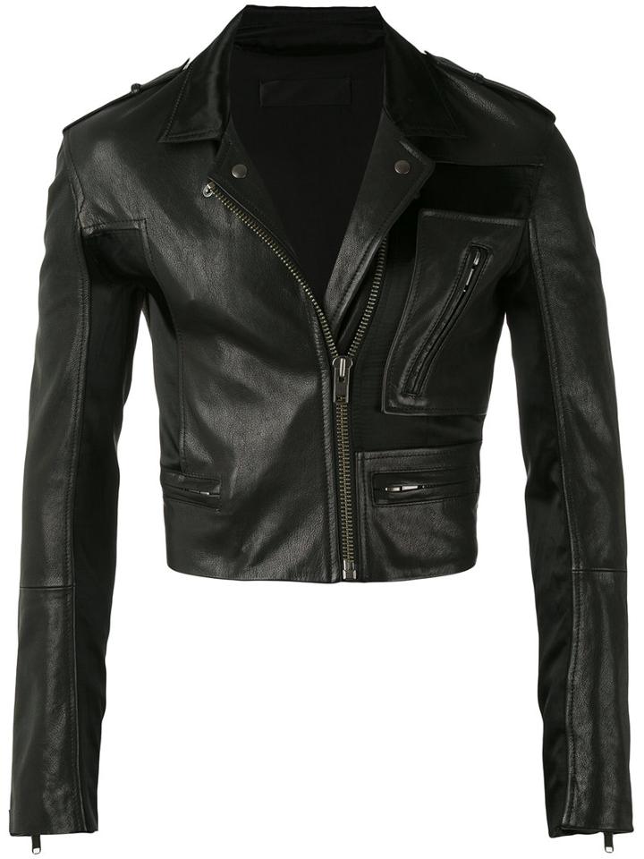 Haider Ackermann - Cropped Biker Jacket - Unisex - Cotton/leather/cupro/rayon - S, Black, Cotton/leather/cupro/rayon