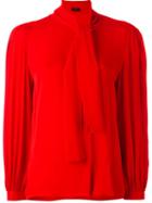 Joseph Tie Neck Blouse, Women's, Size: 38, Red, Silk